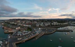 Photo of aerial view of Dun Laoghaire Pier ,Dublin, Ireland.