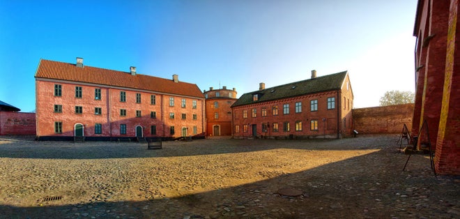 photo of a stitched panorama of the Landskrona Slott in Sweden.