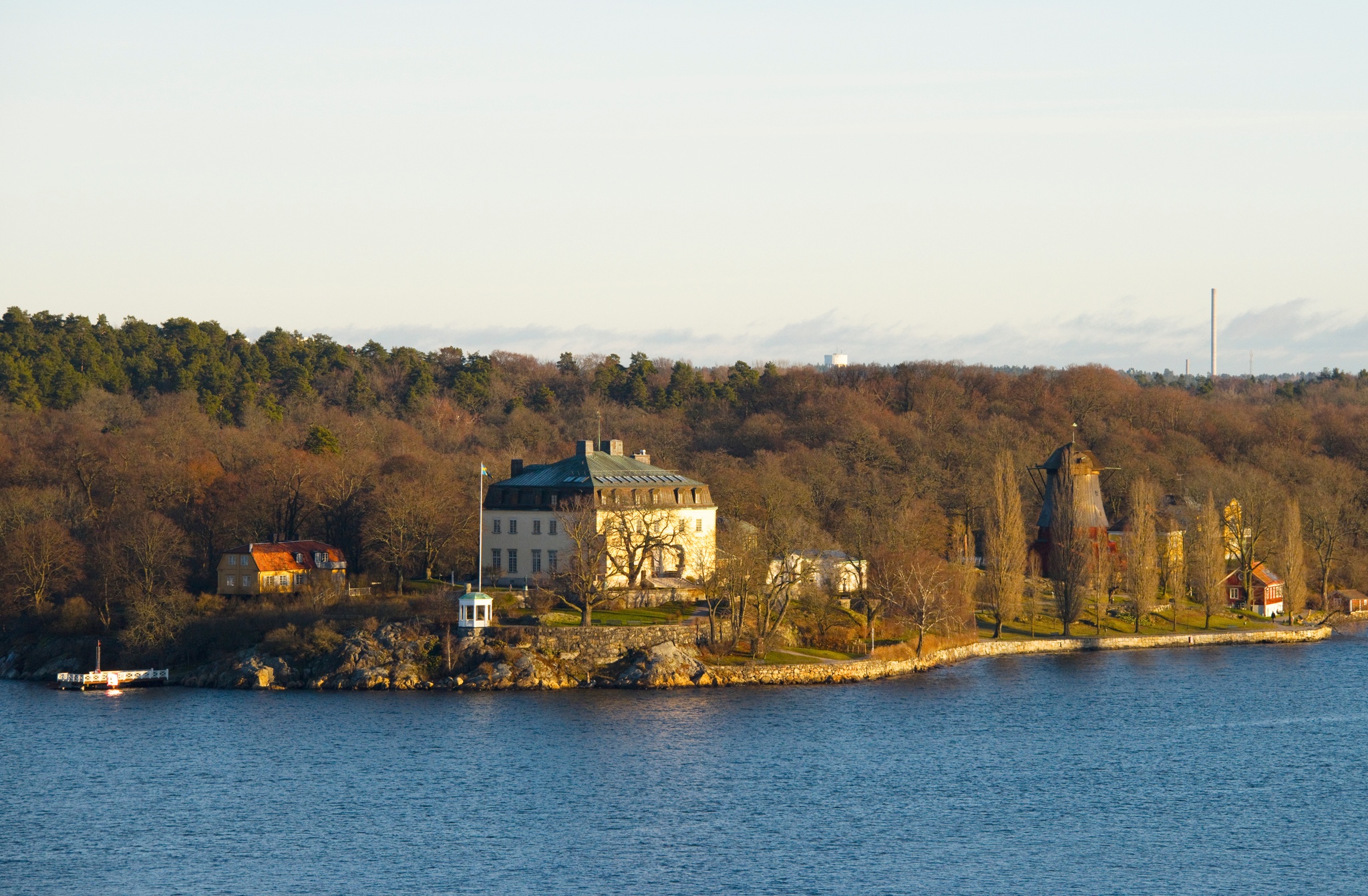 photo of Stockholm waterfront, pale winter light over Prince Eugens Waldemarsudde , Waldemarsudde, Sweden.