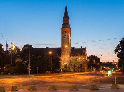 Photo of the National Museum of Finland at night ,Helsinki, Finland.