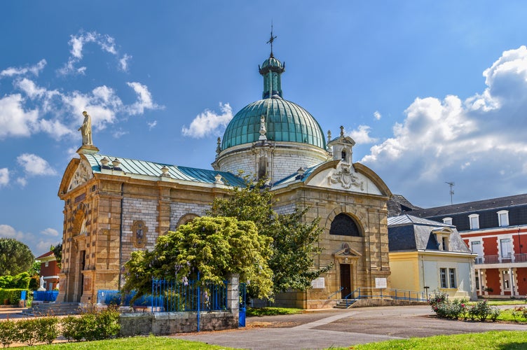 photo of view of Catholic Church Saint-Vincent-de-Paul du Berceau built in Byzantine revival style, this religious community belongs to the Diocese of Aire and Dax. Southwestern France, Dax, France.