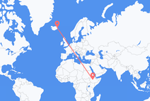 Flyrejser fra Addis Ababa, Etiopien til Egilsstaðir, Island