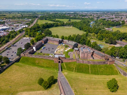 Photo of aerial view of Carlisle castle in Carlisle, Cumbria, England.