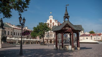 Photo of the beautiful old square in Rzeszow, Poland.