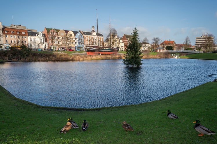 Photo of Cuxhaven old harbor town lake Cuxhaven, Germany.