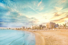 Photo of panoramic aerial view of Kalamis beach and bay in the city of Protaras, Cyprus.