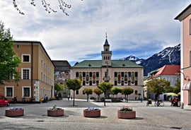 Photo of aerial view of Bad Reichenhall against the Alps, Bavaria, Germany.