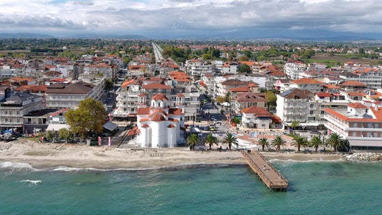 Photo of aerial view of Katerini with beach, Greece.