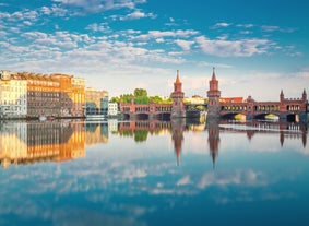 Berlin cityscape with Berlin cathedral and Television tower, Germany.