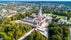 Photo of aerial view of Jasna Góra fortified monastery and church on the hill. Famous historic place and Polish Catholic pilgrimage site with Black Madonna miraculous icon, Czestochowa, Poland.