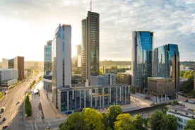 Panorama of Kaunas from Aleksotas hill, Lithuania.