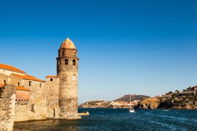 Photo of aerial view of Collioure, beautiful coastal village in the south of France.