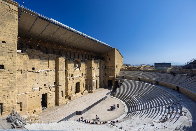 photo of view of Orange Amphitheatre, Provence, France.