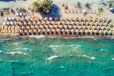 Photo of top view of Tolo beach or "Psili Ammos" near Nafpilo.