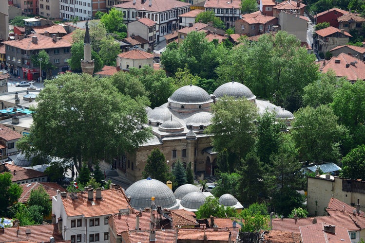 photo of view of The Ulu Mosque, located in Kutahya, Turkey, was built in 1384.