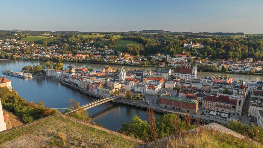 A panorama picture of Passau in Bavaria Germany