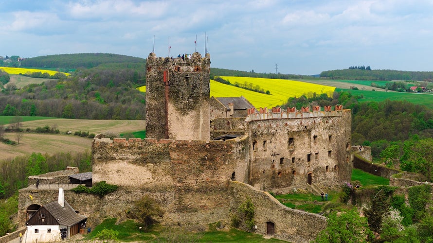 Photo of Aerial shot captures the medieval Bolkow Castle in Lower Silesia, Poland.