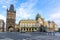 Photo of Powder tower (Prasna Brana) and Municipal House (Obecni Dum) on Republic square, Prague, Czech Republic.