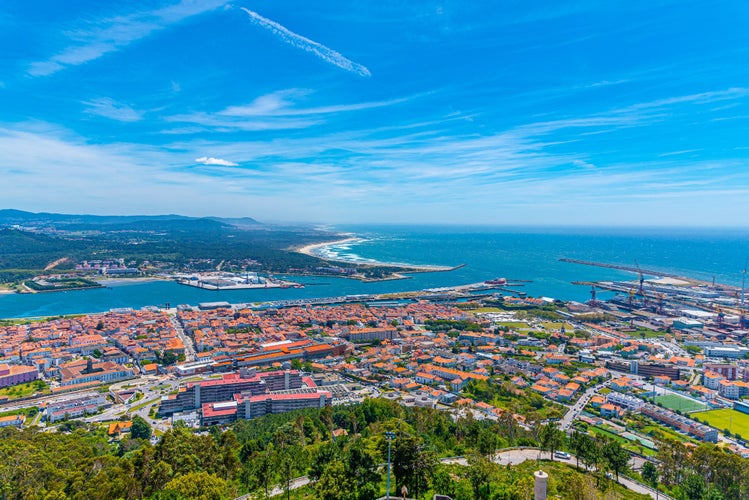 Aerial view on the center of Viana do Castelo, a famous city in the Northern part of Portugal