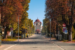 Antique building view in Old Town Bucharest city - capital of Romania and Dambrovita river. Bucharest, Romania, Europe.