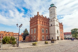 Photo of aerial view of Zamosc old town and city main square with town hall, Zamosc is a city in southeastern Poland.