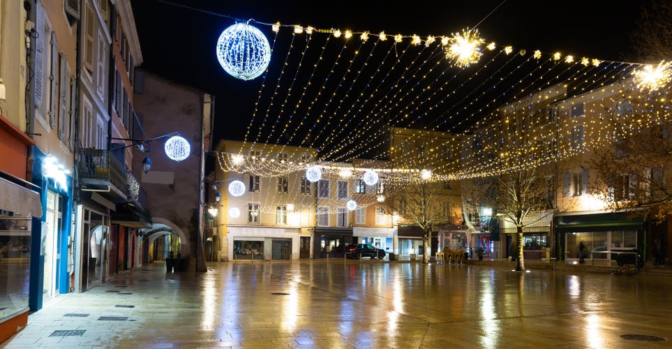 photo of view of Scenic view of central street of small French town of Montelimar, France.