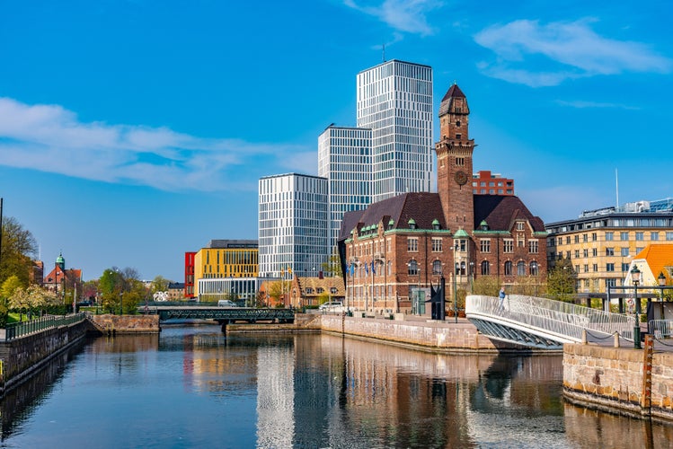 Skyline of Malmo dominated in Sweden