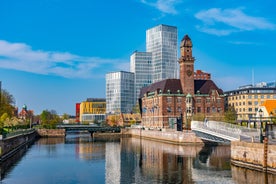 Beautiful aerial panoramic view of the Malmo city in Sweden.