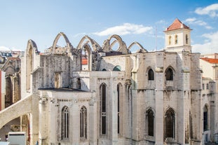 Photo of Lisbon City Skyline with Sao Jorge Castle and the Tagus River, Portugal.