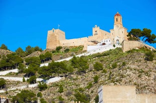 Photo of aerial view from a hill on a Spanish resort city Cullera, Spain.