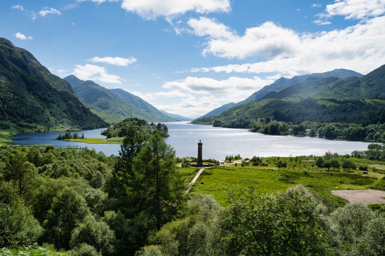 Photo of Glenfinnan Monument, at the head of Loch Shiel, Inverness-shire, Scotland.