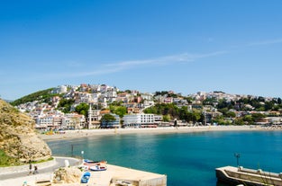 Photo of aerial view of Ulcinj, famous resort town in Montenegro.