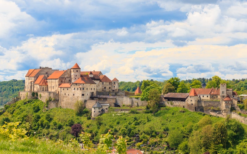 Burghausen Castle,Beautiful castle on nature and blue sky background in Munich,Germany.