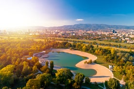 Photo of aerial view of the town of Fazana, Croatia.