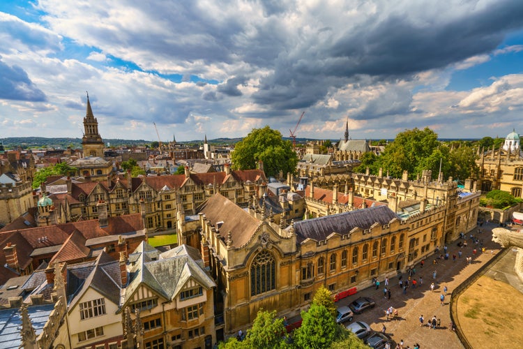 photo of view of  Aerial panorama of Oxford city in England.