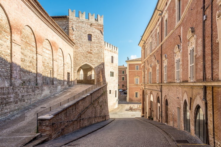 Photo of the streets of Old Town Fabriano in Italy.