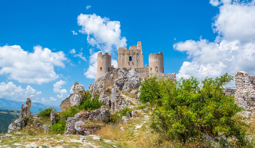 The Castle of Rocca Calascio is a mountaintop fortress or rocca in the municipality of Calascio, in the Province of L'Aquila, Abruzzo, Italy.