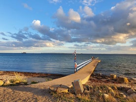 Photo of the city center and the port of Helsingborg in Sweden.