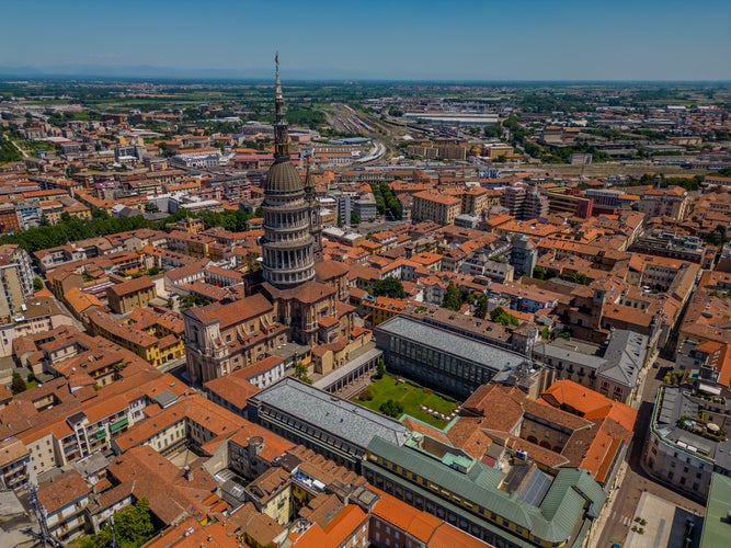 Top view Landmark of the city of Novara, Italy, Piedmont. Basilica of San Gaudenzio.