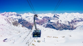 photo of St. Moritz, the famous resort region for winter sport, from the high hill in Switzerland.