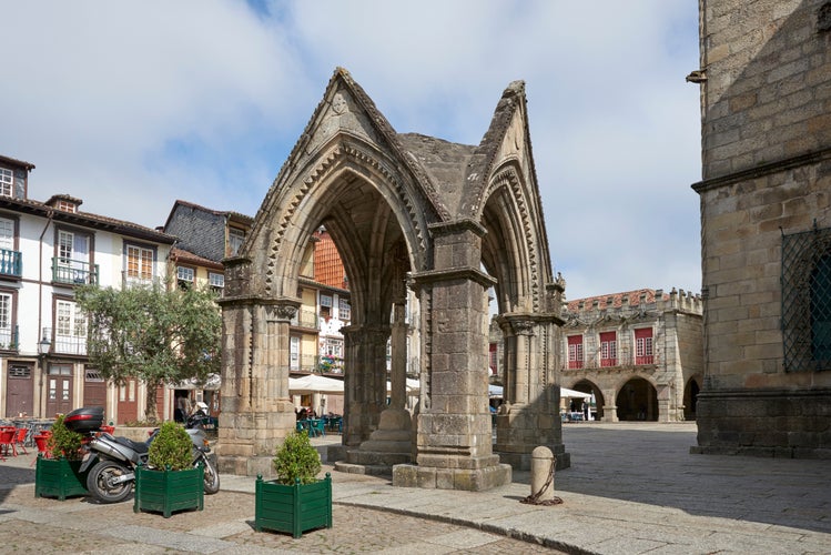 Photo of Piazza Largo da Oliveira. Padrao do Salado - Gothic monument to the Battle of Salado in 1340, Guimaraes, Portugal.