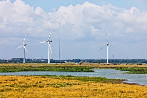 PHOTO OF VIEW OF Near Esbjerg, Denmark is a very big wind turbine farm, Esbjerg, Denmark.