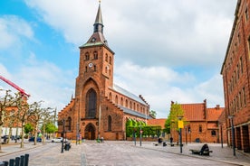 Photo of Roskilde square and Old Town Hall, Denmark.