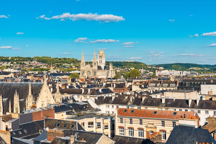 Photo of Panoramic aerial view of Rouen with famous cathedral, Normandy, France in sunny day.