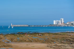 photo of beach of Les Sables d'Olonne, commune in the Vendée department in the Pays de la Loire region in western France.