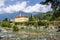 Merano (Italy) - Merano Winterpromenade along the torrente Passirio. Its most distinctive landmark is the Wandelhalle covered passageway.