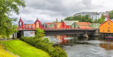 Trondheim city aerial panoramic view. Trondheim is the third most populous municipality in Norway.