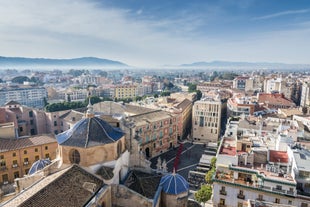 Photo of Murcia city centre and Segura river aerial panoramic view. Murcia is a city in south eastern Spain.