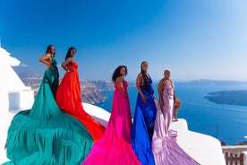 Sesión de fotos privada con vestido volador profesional Santorini