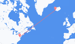 Flyrejser fra Washington D. C. , USA til Reykjavík, Island